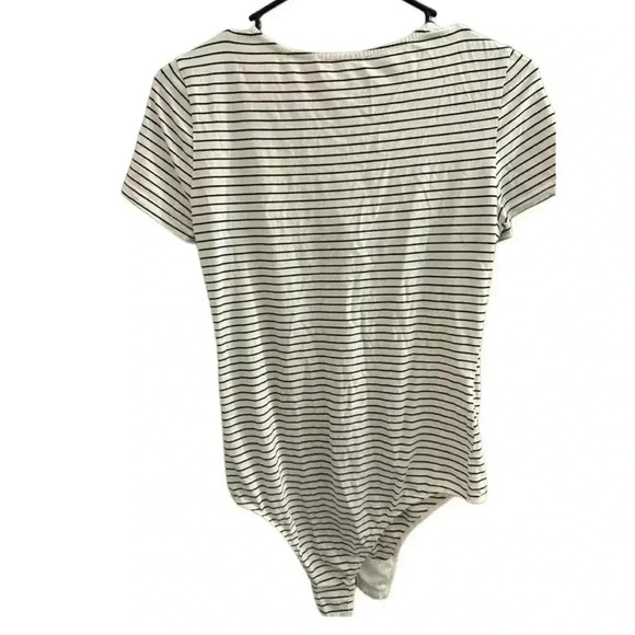 Black and white striped bodysuit size L sugar + L!ps women’s one piece - Picture 3 of 4